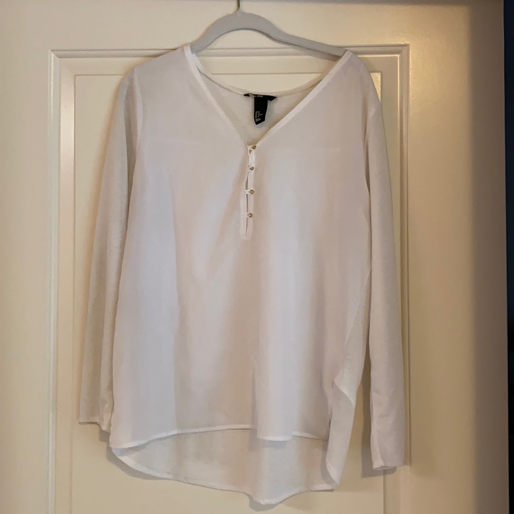 White chiffon long sleeved shirt